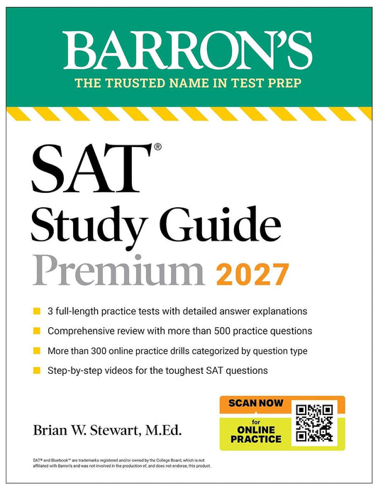 SAT Study Guide Premium, 2027: 3 Practice Tests + Comprehensive Review + Online Practice and Video Lessons (Barron's SAT Prep)