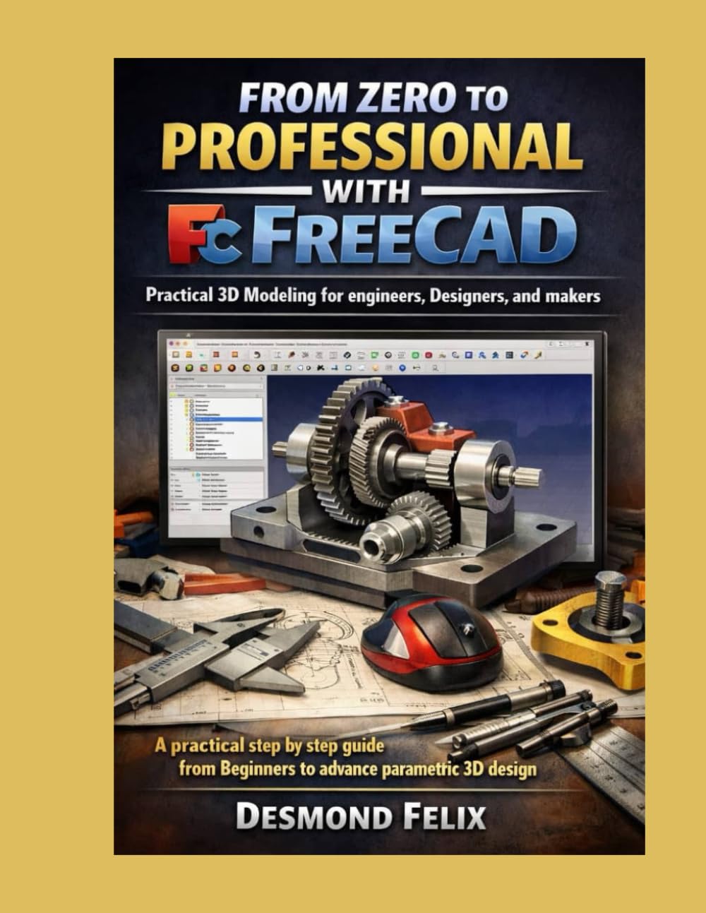 From zero to professional with freecad:Practical 3D Modeling for engineers, Designers, and makers: A practical step by step guide from Beginners to advance parametric 3D design.