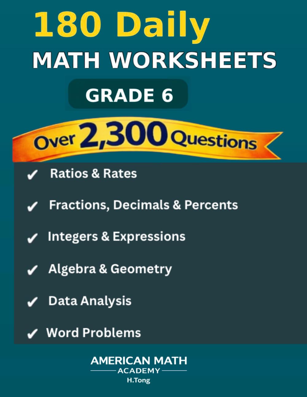 180 Daily Math Worksheets: Grade 6