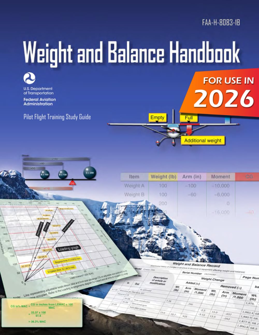 Weight and Balance Handbook FAA-H-8083-1B (Color Print): Pilot Flight Training Study Guide