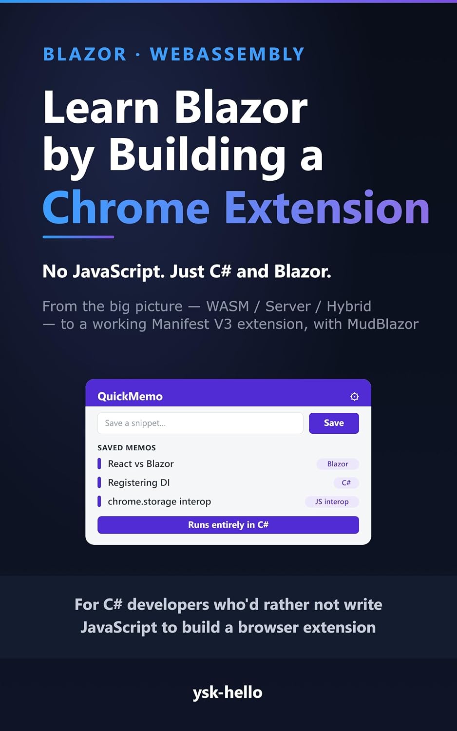 Learn Blazor by Building a Chrome Extension: Build a Real Browser Extension in C# and WebAssembly — No JavaScript Required, with MudBlazor and Manifest V3 (C#/.NET in Practice Book 5)