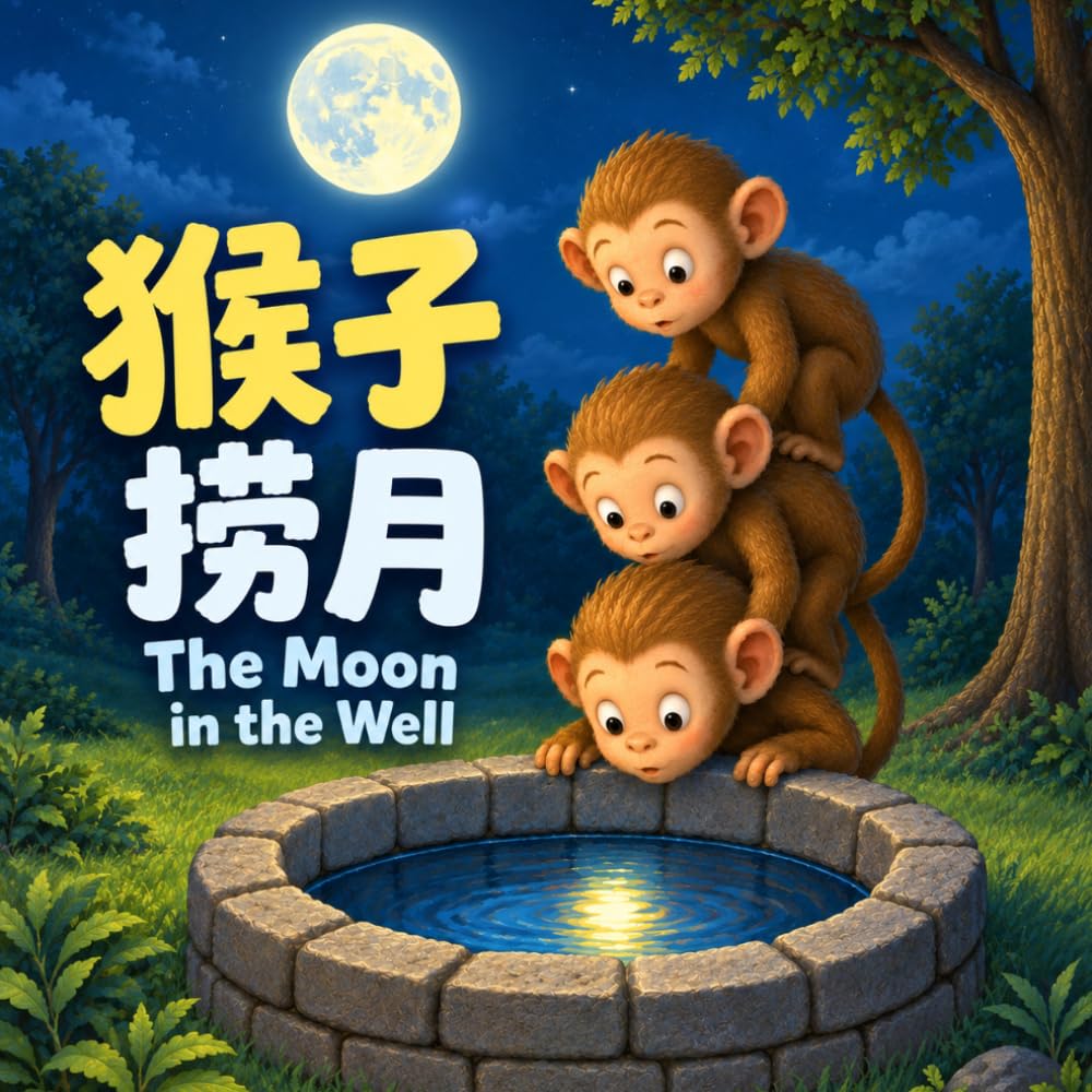 The Moon In The Well: A Rhyming Picture Book of a Classic Chinese Folktale in English, Simplified Chinese, & Pinyin! (English-Chinese Bilingual Kids' Books)