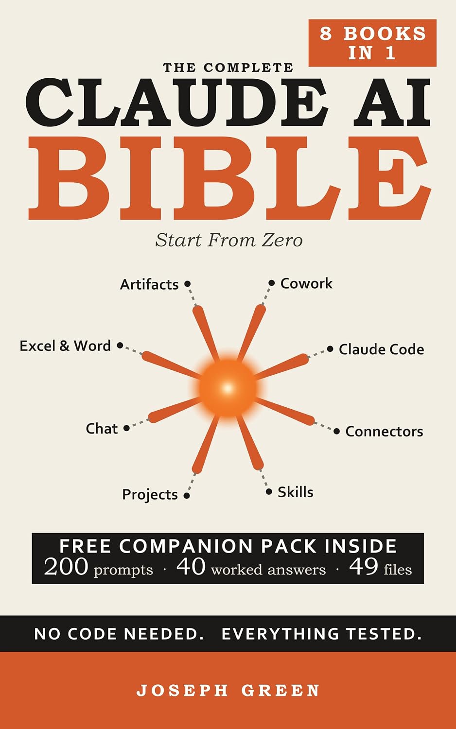 THE COMPLETE CLAUDE AI BIBLE: 8 Books in 1: Start From Zero with Chat, Artifacts, Claude Code, Cowork, Skills, Connectors, Excel and Word. Written for Beginners. No Code Needed. Everything Tested