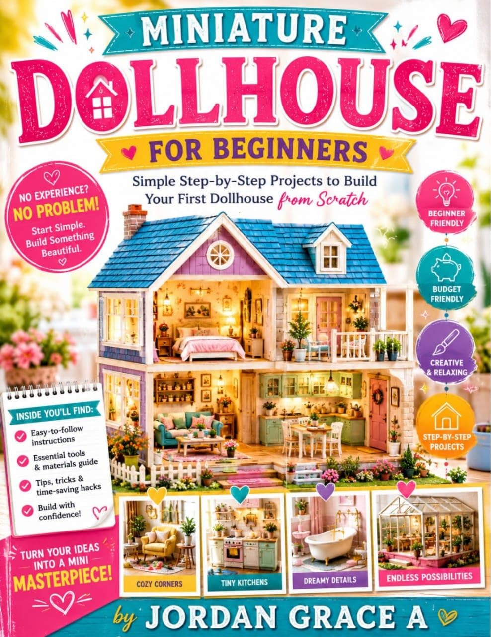 MINIATURE DOLLHOUSE FOR BEGINNERS: Simple Step-by-Step Projects to Build Your First Dollhouse from Scratch