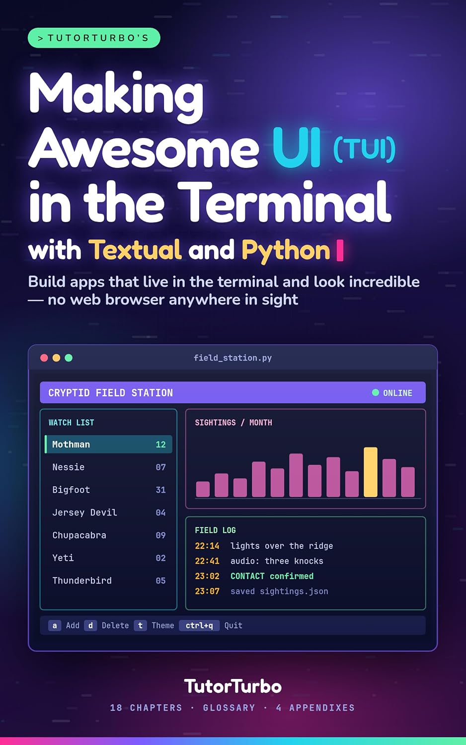 TutorTurbo's Making Awesome UI (TUI) in the Terminal with Textual and Python: Build apps that live in the terminal and look incredible