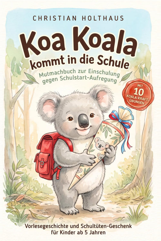 Koa Koala kommt in die Schule. Mutmachbuch zur Einschulung mit 10 Koala-Kraft-Übungen gegen Schulstart-Aufregung. Vorlesegeschichte und Schultüten-Geschenk für Kinder ab 5 Jahren
