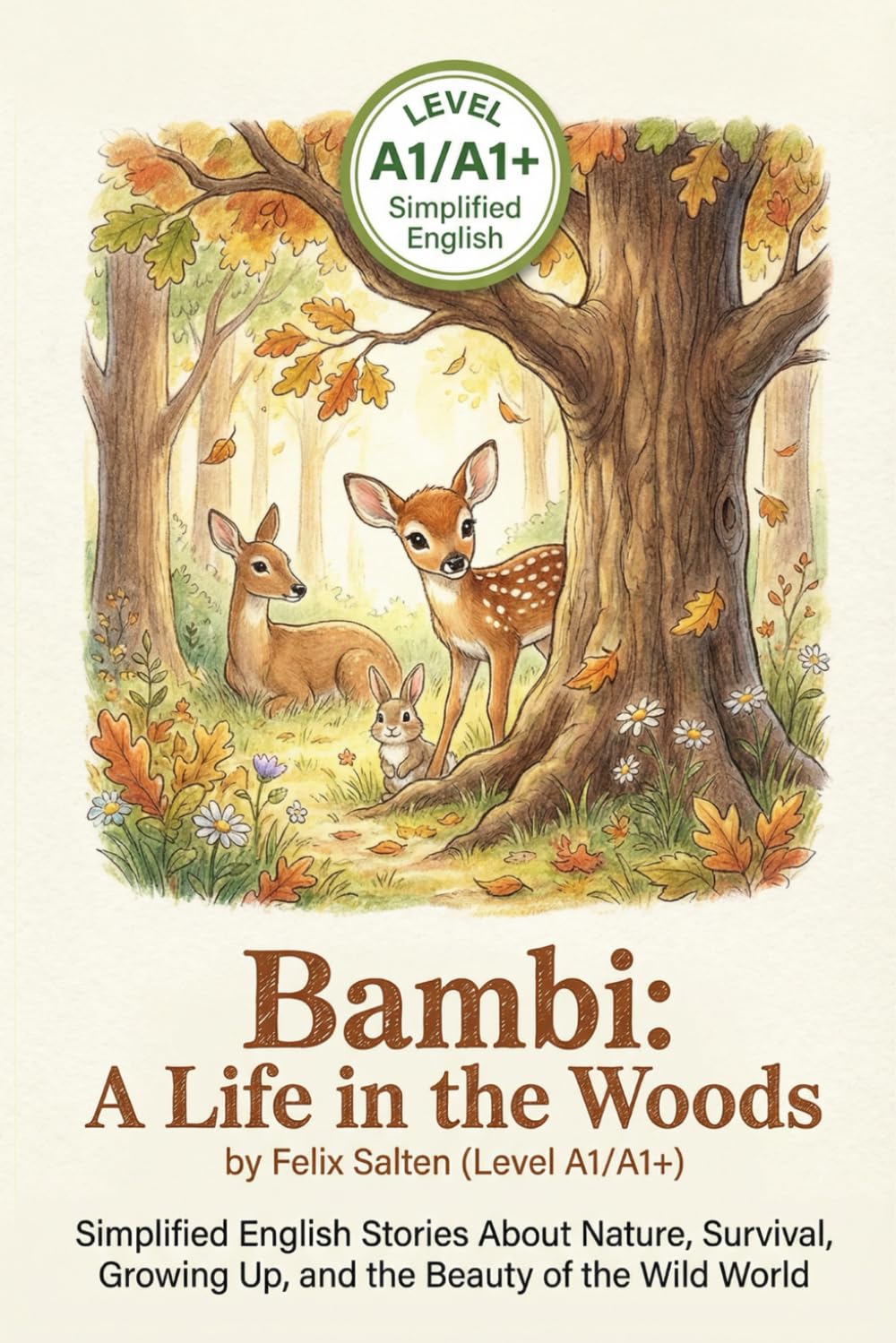 Bambi: A Life in the Woods by Felix Salten (Level A1/A1+): Simplified English Stories About Nature, Survival, Growing Up, and the Beauty of the Wild World