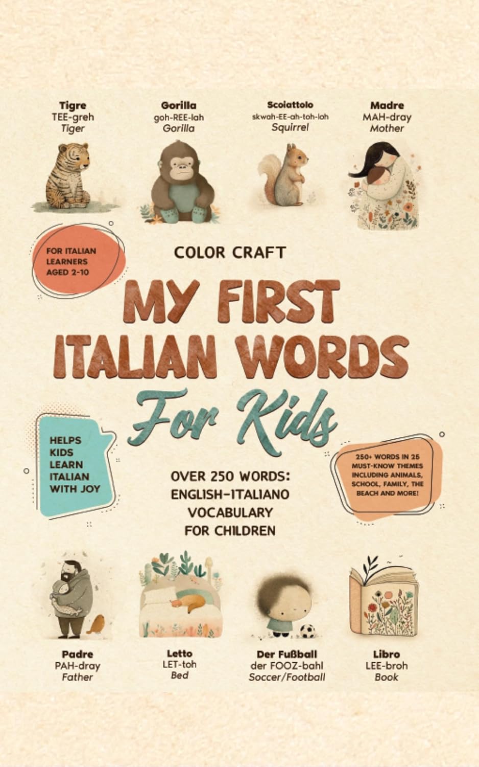 Italian Words Book For Kids, With 250+ illustrations: English-Italiano for Young Learners Aged 2-10 (Kids' Language Learning Books)