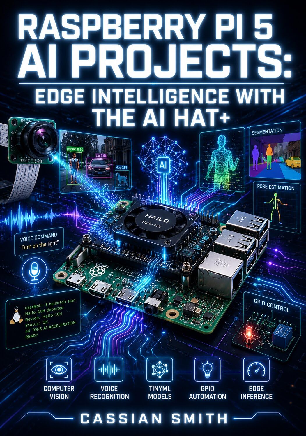 RASPBERRY PI 5 AI PROJECTS: EDGE INTELLIGENCE WITH THE AI HAT+: Deploy Computer Vision, Voice Recognition, and TinyML Models Using Hailo-10H, 40 TOPS, and Python on Linux