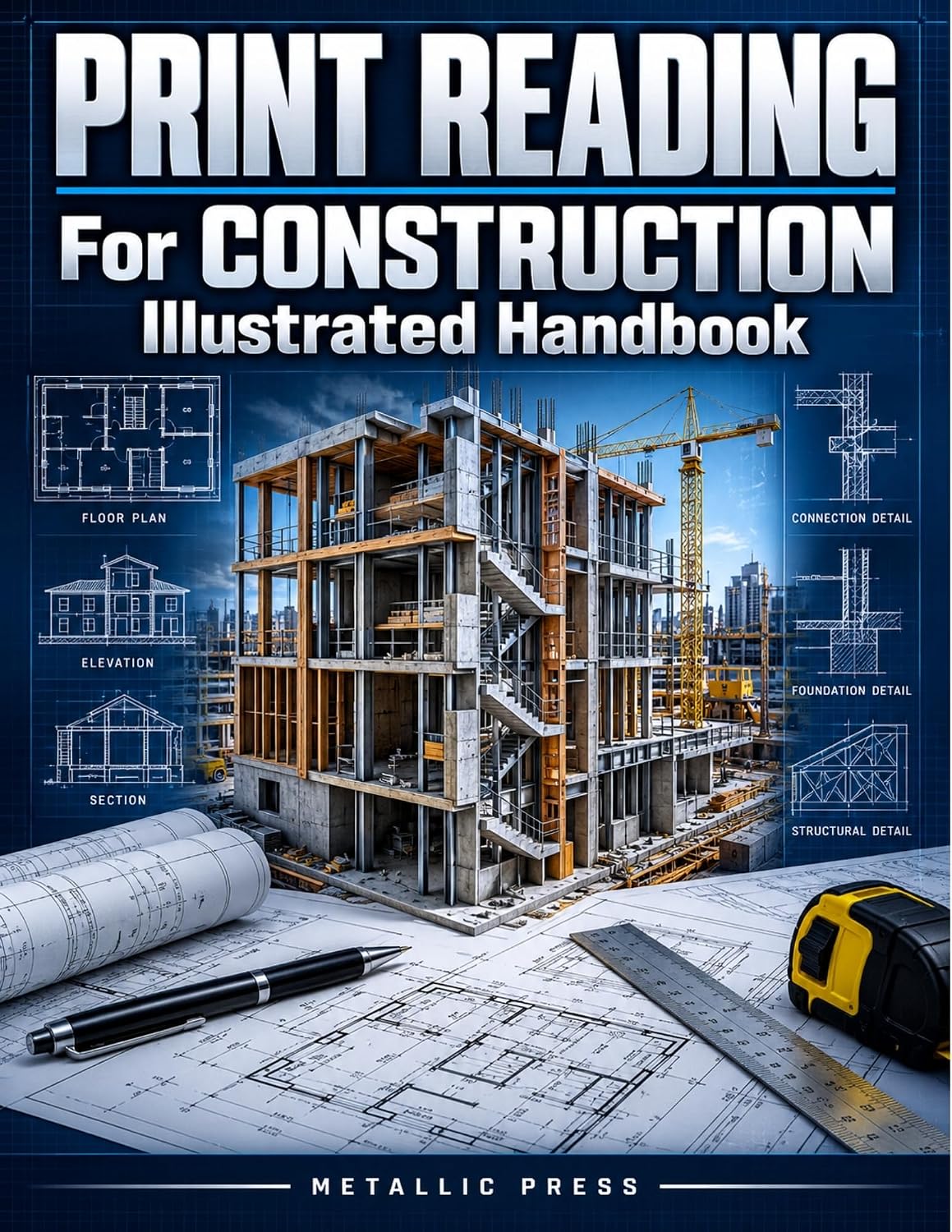 PRINT READING FOR CONSTRUCTION ILLUSTRATED HANDBOOK: Full Color Practical Guide to Blueprint Interpretation, Working Drawings, Drawing Coordination, and Residential & Commercial Applications