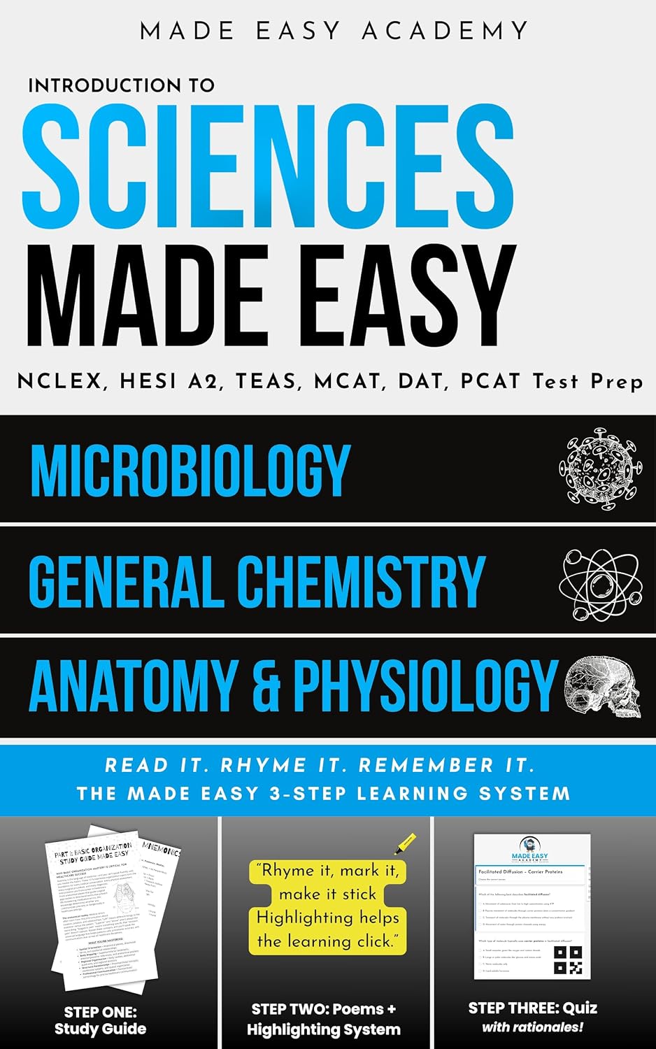 Introduction to Sciences Made Easy: General Chemistry, Anatomy & Physiology I, and Microbiology for Nursing, Medical, and Allied Health Students : NCLEX, ... MCAT, DAT, PCAT (Made Easy Academy Series)