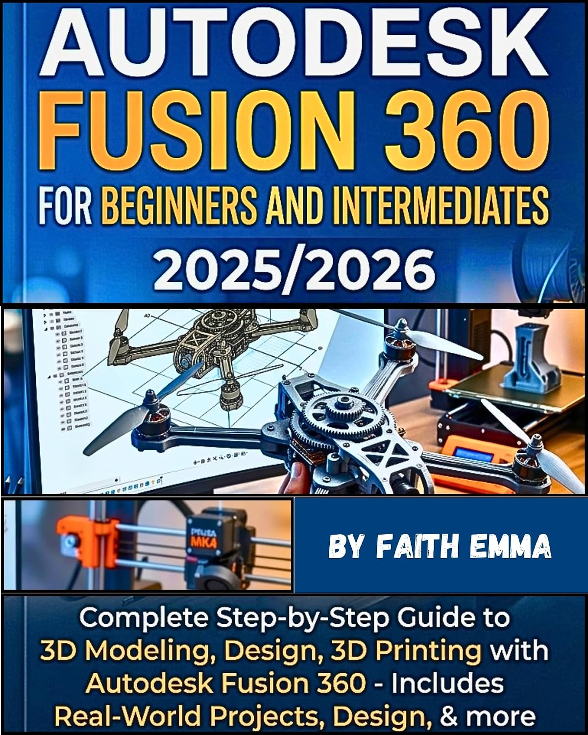 AUTODESK FUSION 360 FOR BEGINNERS AND INTERMEDIATES 2025/2026: Complete Step-by-Step Guide to 3D Modeling, Design, 3D Printing with Autodesk Fusion 360 - Includes Real-World Projects, Design, & more
