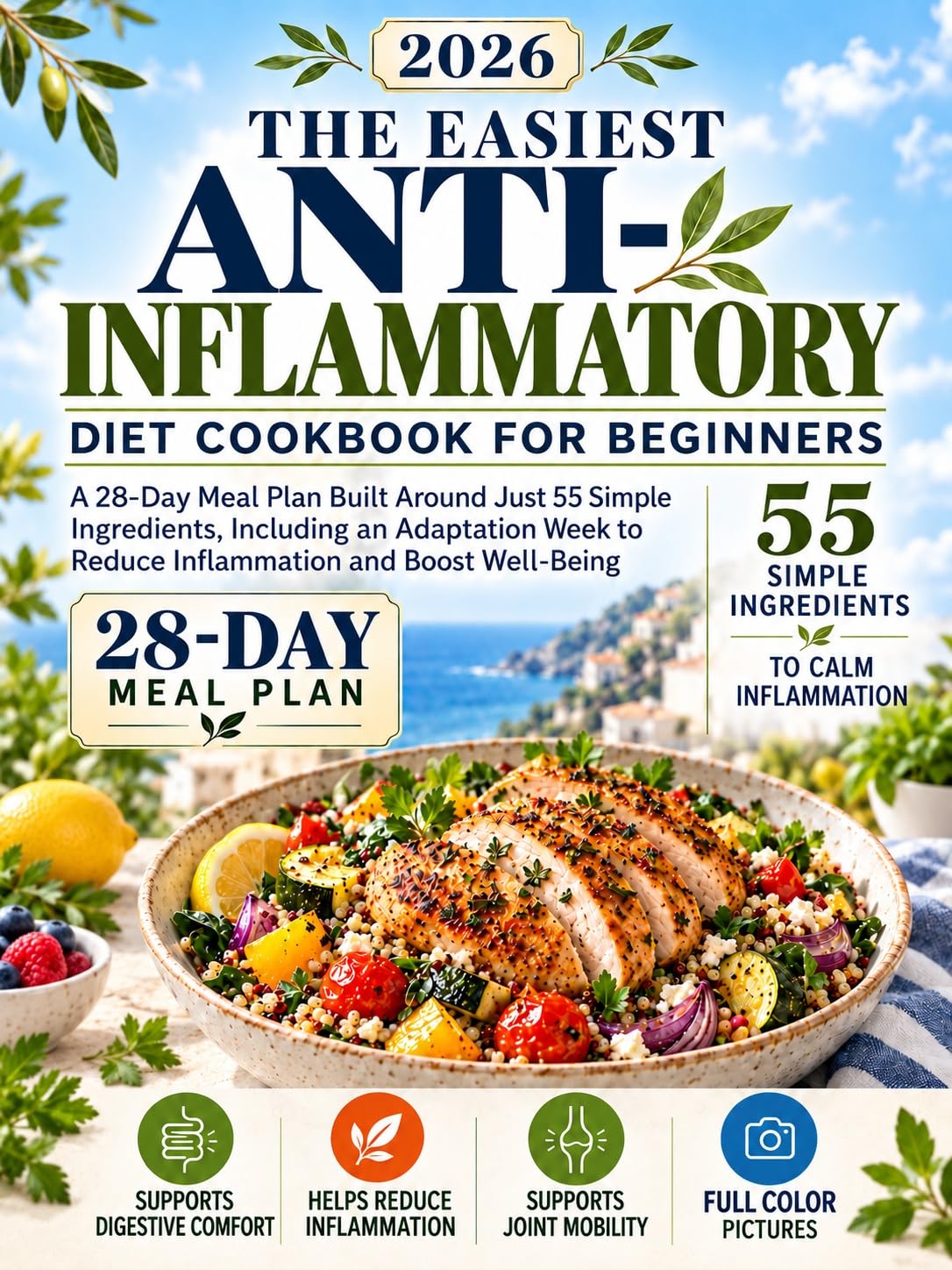 The Easiest Anti-Inflammatory Diet Cookbook for Beginners: A 28-Day Meal Plan Built Around Just 55 Simple Ingredients, Including an Adaptation Week to Reduce Inflammation and Boost Well-Being