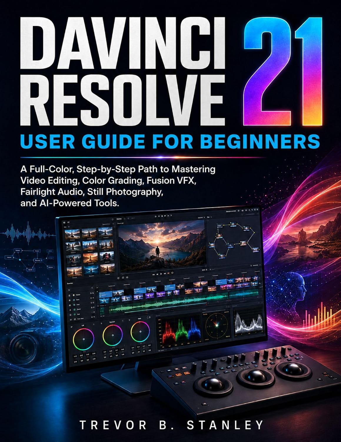 DAVINCI RESOLVE 21 User Guide for Beginners: A Full-Color, Step-by-Step Path to Mastering Video Editing, Color Grading, Fusion VFX, Fairlight Audio, Still Photography, and AI-Powered Tools.