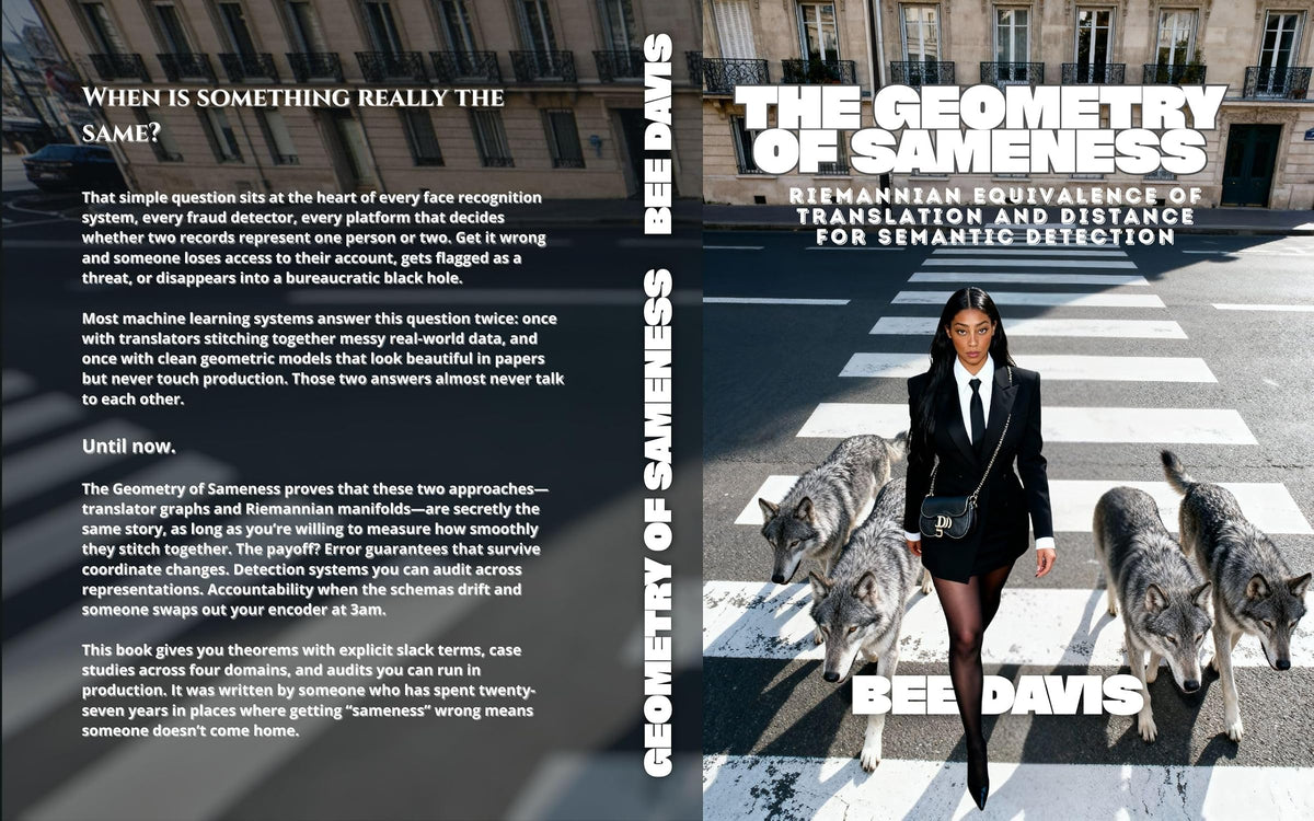 The Geometry of Sameness: Riemannian Equivalence of Translation and Distance for Semantic Detection (Geometric Intelligence Book 2)
