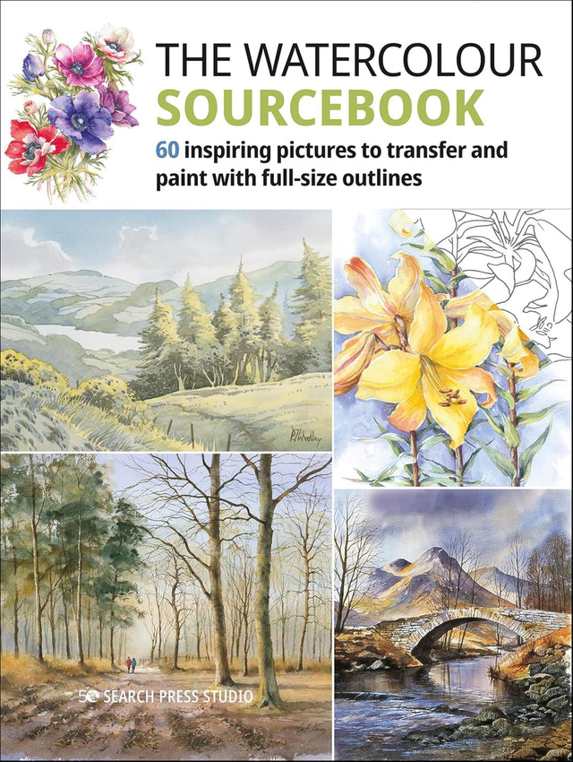 The Watercolour Sourcebook: 60 Inspiring Pictures To Transfer And Paint With Full-Size Outlines