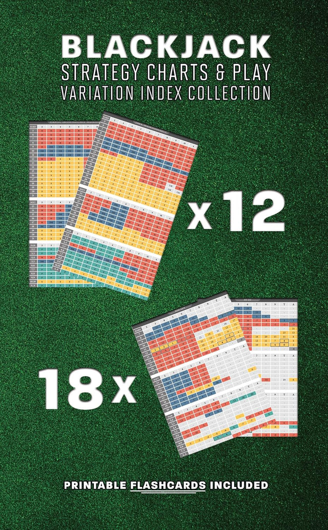 Blackjack Strategy Charts & Play Variation Index Collection: Full book strategy cards and indices for all card counting systems and rules